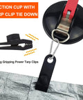 Heavy Duty Vacuum Suction Cup Anchor Kit, 2 pack with tarp clip and strong suction cup securing tarp for car, boats, camping.