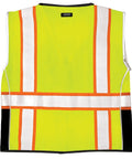 Rock Solid Heavy Duty Reflective Safety Vest Designed For Road Crews And Night Shift Workers Featuring Kickass Ansi Class Two Visibility Cool Airflow Mesh Fabric Six Utility Storage Pockets And Bold Orange Contrast Edging In Extra Large back view