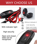 Premium Heavy Duty 8 Ft Wire Harness With On Off Switch And Gold Alligator Clamps 12 V Power Cable showing indicator light feature.