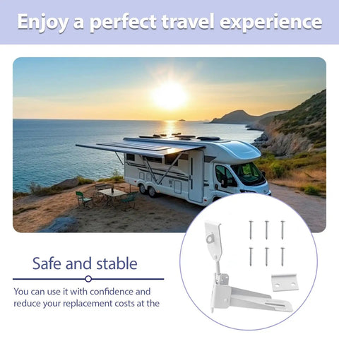Heavy Duty Folding Camper Door Latch Kit For RV Enclosed Trailers Dead Nuts Secure Steel Lock with installed screws and mount.