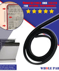 Upgraded Dishwasher Door Gasket Seal Replacement W11196317 for most 24 inch dishwashers shown coiled next to dishwasher diagram