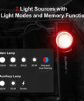 Pocket EDC Dual Light Flashlight With Rechargeable USB C 600 Lumen Output 2 light sources and light modes on black fabric