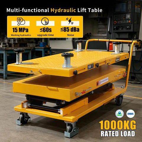 Heavy Duty Electric Scissor Lift Cart With 2600 Lbs Capacity And Locking Casters For Mobile Battery Pack Engine Gearbox Chassis Transmission Jack Repair Tasks with hydraulic lift table features
