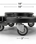 Heavy Duty Trash Can Dolly With Five Casters And Foot Stabilizer Plastic Utility Cart That Fits 20 To 55 Gallon Brute Containers Supports Up To 460 Lb Durable Black Finish For Easy Transport, black 18 in dolly with 3 in casters