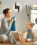 Mother and child in laundry room with One And A Half Foot 3 Prong To 4 Prong Dryer Plug Adapter for old clothes dryer