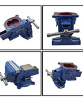 360 Degree Rotary Bench Vise 5 Inch Workhorse Heavy Duty Cast Iron Vise With Rotating Base And Adjustable Jaws Double Lock Nut