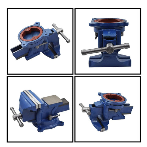 360 Degree Rotary Bench Vise 5 Inch Workhorse Heavy Duty Cast Iron Vise With Rotating Base And Adjustable Jaws Double Lock Nut