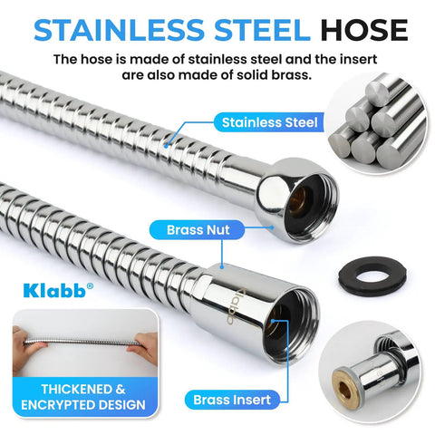 Adjustable Handheld Shower Head Holder With 79 Inch Hose Premium ABS Bracket 360 Degree Rotatable Brass Ball Joint Teflon Tape Included Easy Install Leak Free Universal Fit For Any Standard Shower Thread