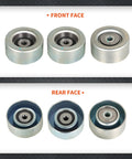 Front and rear faces of Idler Pulley Kit Replacement For Toyota 4Runner Tacoma Tundra 4L V6 1GRFE 2003 To 2015 Includes Three Pulleys