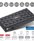 Total Game Changer DisplayLink USB C Dock For Laptop Battlestation Quad 4K 60Hz Monitor Support with various output ports and 100W PD.
