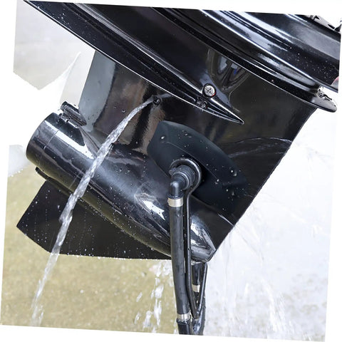 Boat Motor Flusher Outboard Engine Cleaner Accessory For Fresh Water Cooling, marine grade frame with hose attachment in use