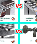Comparison of Three Tier Bathroom Shelf With Towel Bars Wall Mount Rack Stainless Steel SUS304 Rust Proof Polished Chrome Finish 20 Inch with competitors. Shows curvature, rust-free features versus sharp angle and rust.