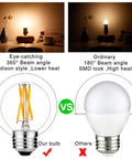 Comparison of Smooth Dimmable E26 LED Bulb 4W Equivalent 40W Warm White 2700K 400 LM G16 Edison Style AC120V with ordinary bulb