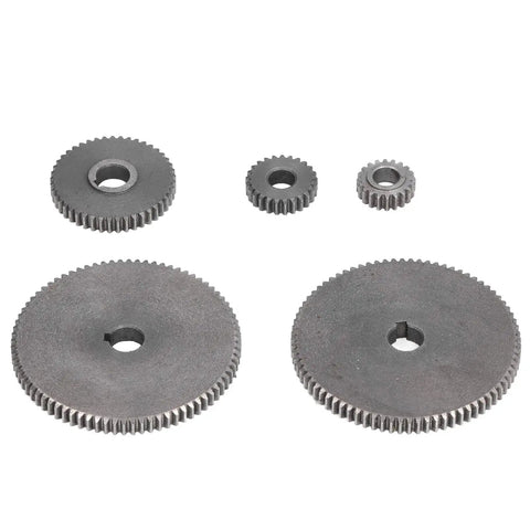Top Tier 5 Piece Mini Lathe Gear Replacement Kit With T80 T45 T25 T20 Metric Sizes For Metal Cutting Tooling, showing five precision gears.