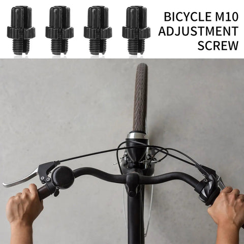 Bike Brake Lever Adjustment Screws 4 Pack 10mm Aluminum Alloy Bolts For Mountain And Road Bikes displayed above handlebars