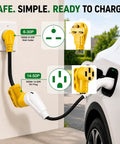 Rock Solid Nema 6-30P To 14-50R Ev Charger Adapter With 24 Amp Max for seamless EV charging, showcasing plug connections.
