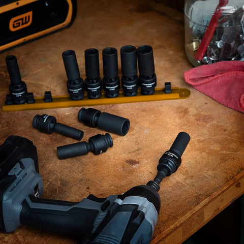 Beefy 10 Piece Deep 3/8 Inch Drive 6 Point Universal Impact Socket Set Metric Built Tough From Cr-Mo Steel With Off Corner Loading