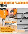 Premium Pneumatic Decorative Nailer 41 By 64 Inch Compact Deco Nail Gun shown in use for precise nailing with magnetic muzzle.