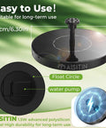 Solar Bird Bath Fountain Pump With Six Nozzles Solar Powered Water Fountain For Garden Ponds Pool Fish Tank And Outdoor Use Quick Start In Sunlight In Seconds High Efficiency Backyard Water Feature, round design with measurements.