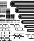 High Temp Silicone Vacuum Hose Kit For Your Car And Engine, 6 Pieces With 5 Foot Lengths, Inner Diameters From One Eighth To Three Eighth Inch, Includes Vacuum Connector, 130 PSI Max, 12 Sizes, Sturdy Automotive Vacuum Hose Set