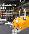 Heavy Duty 4400 Lbs Lifting Magnet With Release For Hoist And Shop Crane, featuring chrome-plated hook and yellow finish