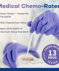 Person wearing Pro Grade Nitrile Disposable Gloves 200 Count Latex Free Powder Free Chemo Rated Food Safe Exam Gloves Large handling pipette