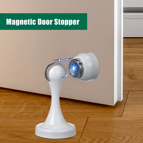 8 Pack Stainless Steel Magnetic Door Stoppers With Screws Magnetic Catch Holder For Wall Or Floor Mount White Door Stops
