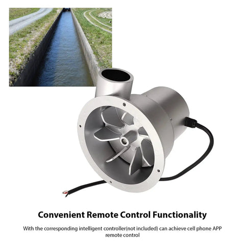 Off Grid Hydro Generator 100W Water Turbine With Permanent Magnet Brushless Motor for 12V Battery Charging next to water channel