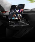 Under Screen Storage Tray For Tesla Model Y 2025 2026 And Model 3 2024 2026 Juniper Highland installed, black cabin interior