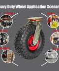 Heavy Duty Rubber Trolley Castors With Smooth Rollin Pneumatic Air Caster Wheels in various application scenarios.