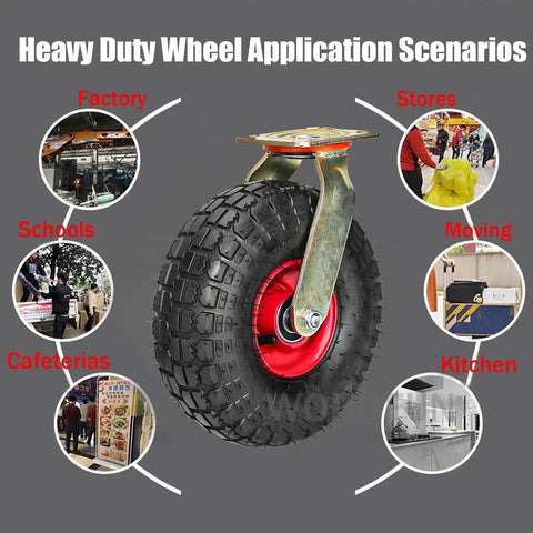 Heavy Duty Rubber Trolley Castors With Smooth Rollin Pneumatic Air Caster Wheels in various application scenarios.