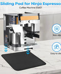 Sliding Mat For Espresso Machines With Hanging Strap, Anti Slip Base And Easy Clean Surface, shown under Luxe Cafe ES601