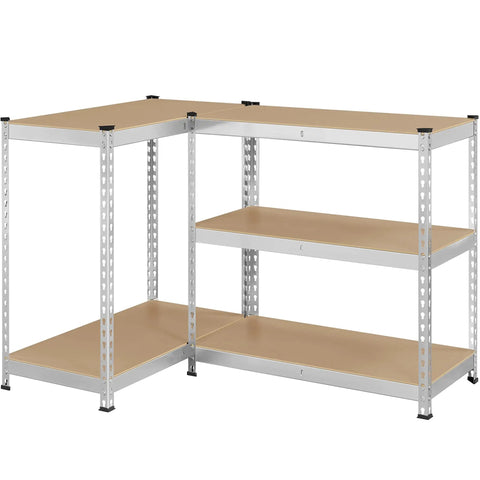 Badass 5 Tier Metal Storage Shelving Unit Heavy Duty Steel Rack With Rock Solid MDF Shelves Silver Color Super Tough Organizer For Garage Closet Home Use 72 Inch Height Nuke Clutter With Game Changing Storage Power