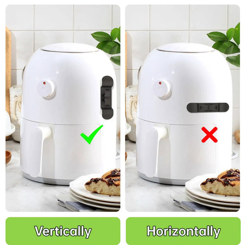 White air fryer showing proper vertical cord organizer on left with 6 Pack Appliance Cord Organizer Set Upgraded Stick On Cord Wrap Holder With Nano Tape And Reinforced Base Heavy Duty Adhesive For Pressure Cooker Coffee Maker Air Fryer And Blender For Your Kitchen Gear