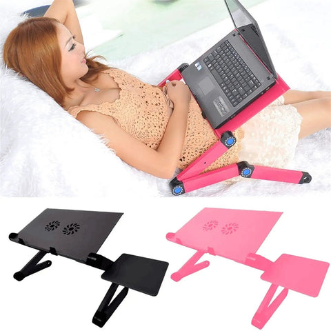 Premium Aluminum Laptop Bed Tray With Adjustable Angled Legs And Cooling Radiating Vents Built Tough Hassle Free Portable Folding Workstation Desk For Relaxed Daily Grind used for laptop support while lying on a sofa.