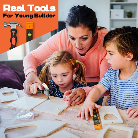 Enfant utilisant un ensemble d'outils Piece 18 Piece adapté Piece , avec ceinture renforcée et tour de taille réglable de 50 à 81 Inches – Kit d'outils de bricolage Inches