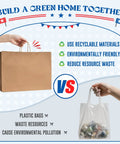 Comparison of Bulk 400 Pack 16x6x12 Inch Kraft Paper Bags With Handles Reusable For Biz Grocery Birthday Wedding Kids Party And Favors Eco Friendly Recyclable Shopping Bags and plastic bag.