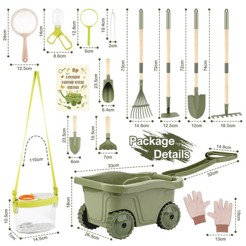 Kids Gardening Tools And Bug Catcher Kit Two In One Outdoor Toys With Wheelbarrow And Bug House STEM Educational Toys For Ages 3 To 5