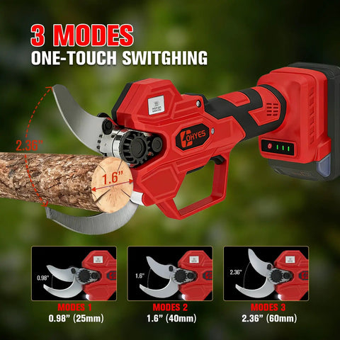 Heavy Duty Cordless Pruning Shears With 1.6 Inch Cut Compatible With Milwaukee 18v Packs Featuring Tough Sk7 Blades And Lcd Display shown cutting wood.