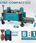 Extra Long Collapsible Wagon With Tailgate, 400 Lb Capacity, All Terrain Wheels For Camping Beach And Grocery Runs loaded