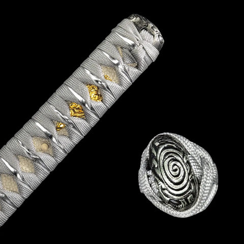 Handle detail of Hand Forged Katana Sword With T10 High Carbon Steel Clay Tempered Full Tang 41 Inch Overall Length, Battle Ready Sharp