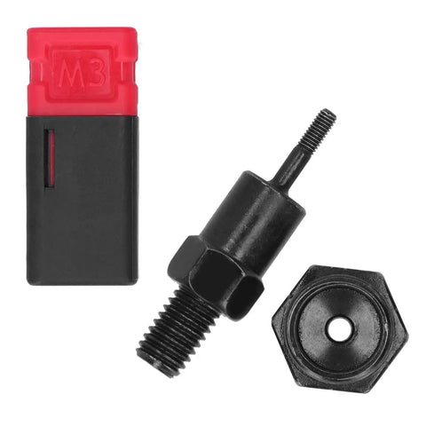 Handy Nutsert Tool Kit Accessories Set With Smooth M3 Rivet Head Tips And Alloy Steel Mandrel Nose Piece For Quick Manual Installation And Superior Coated Parts That Really Make Your DIY Projects Fly., M3 alloy steel nutsert tool kit accessories set with black mandrel and hex nose piece