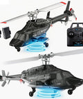 Airwolf A61 4CH RC Helicopter For Adults And Newbies, 1 To 42 Scale, remote, dual batteries, black and white, aerial view