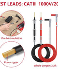 28 Piece Silicone Multimeter Leads Kit With Replaceable Gold Plated Probes And Four Alligator Clips Test Hooks And Storage Bag