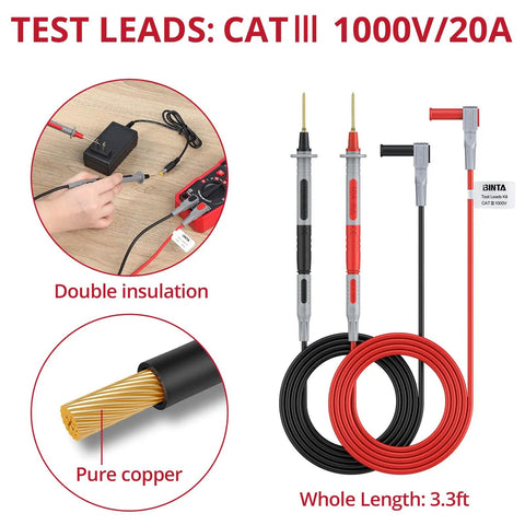 28 Piece Silicone Multimeter Leads Kit With Replaceable Gold Plated Probes And Four Alligator Clips Test Hooks And Storage Bag