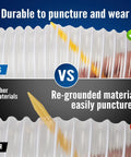 Illustration of Heavy PVC 4 Inch By 50 Foot Clear Dust Collection Hose vs. re-ground material with emphasis on durability.