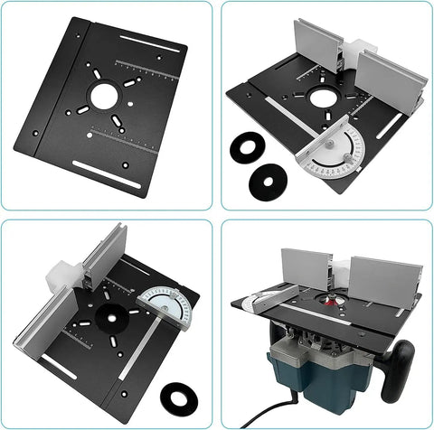 Top Shelf Manual Router Lift Kit With Smooth Glide Aluminum Insert Plate For Router Tables solid base with accessories view for precise adjustments.
