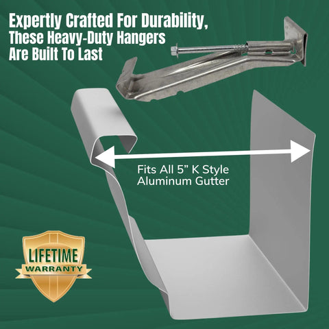 Heavy Duty Gutter Hangers For 5 Inch K Style Gutters With Clip And Speed Screw Quick Install 10 Pack shown with clip