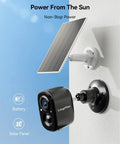 Solar Powered Wireless Outdoor Security Cameras 2 Pack With AI Motion Detection And 2 Way Talk 2K Battery Powered WiFi Cameras Cloud And SD Storage Color Night Vision AI Event Analysis Easy Setup mounted with solar panel