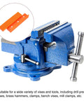 Tough As Nails Magnetic Vise Jaws 5 Inch Rubber Pad Pair Non Slip Bench Vise Protectors with blue bench vise and orange pads.